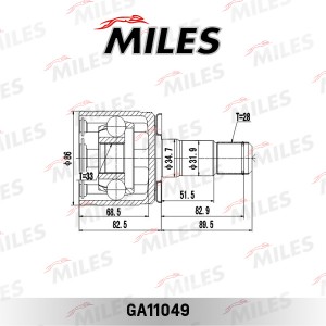 ШРУС внутренний левый MITSUBISHI PAJERO II/SPORT I/L200 III-IV 2.4D-3.0 91- GA11 GA11049 MILES