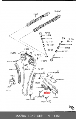 ЦЕПЬ ПРИВОДНАЯ  L3K914151 L3K914151 MAZDA