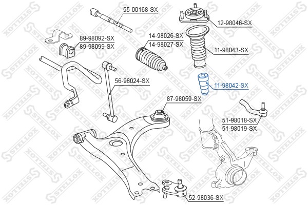 отбойник амортизатора переднего!\ Toyota Corolla CDE120/ZZ12# 01>/Avensis ##T25# 11-98042-SX STELLOX