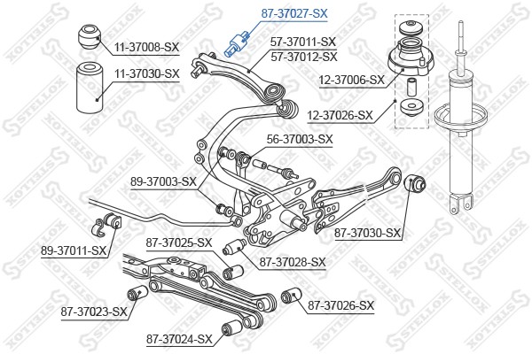 сайлентблок зад. рычага верхн.!\ Honda Accord all 90-98 87-37027-SX STELLOX