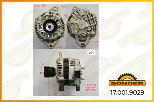 Генератор Premium 24V, 90A со шкивом о.н RVI 5010480765 — 2 года безусловной гар 170019029 SONDER