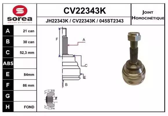 ШРУС наружный! 21x30\ Renault Clio/Megane/Kangoo 1.4-1.6i/1.5-1.9D JB1/JB3 98-09 CV22343K EAI