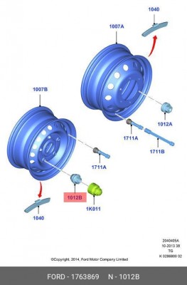 гайка крепления колеса! M14х1.5\ Ford Transit 12> 1 763 869 FORD