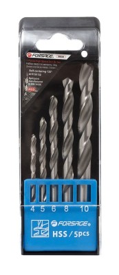 набор сверл по металлу! 5пр.(4,5,6,8,10мм), в пластиковом футляре\ FDBS05 FORSAGE TOOLS