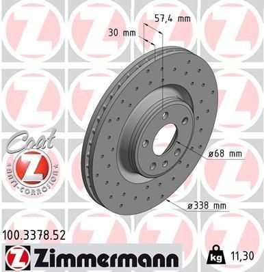 диск тормозной !Sport перед. 338x30/57-5x112 \ Audi A4/Allroad/Avant/A5 (F53/F5P 100337852 ZIMMERMANN