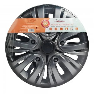 Колпаки колесные 15 Лион +, серебристо-черный, карбон, компл. 2 шт. (AWCC-15-02) AWCC-15-02 AIRLINE