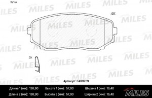 Колодки тормозные передние (без датчика) (Смесь Low-Metallic) (MAZDA CX-7/CX-9 0 E400229 MILES