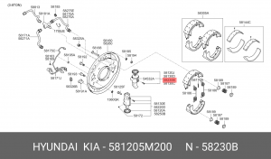 Цилиндр тормозной передний HYUNDAI EX6,8 дв.D4CC правый (нижний) OE 581205M200 HYUNDAI KIA