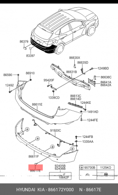 Заглушка HYUNDAI ix35 (10-) бампера заднего OE 866172Y000 HYUNDAI KIA