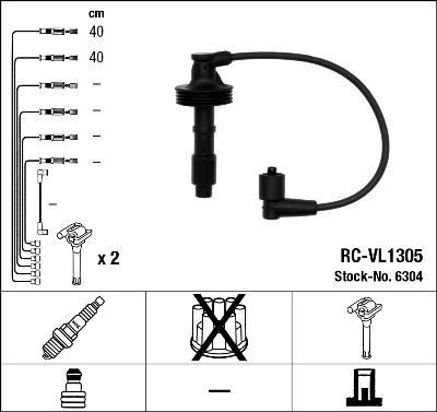 RC-VL1305 к-кт проводов! Renault Laguna/Safrane 2.0, Volvo S40/V40 1.6-2.0 95-04 6304 NGK