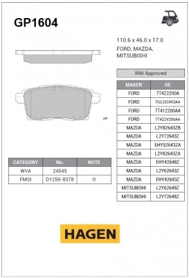 Колодки тормозные дисковые GP1604 GP1604 SANGSIN
