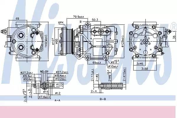 Компрессор FORD FIESTA V (CBK) (01-) 1.3 EFi, FORD KA (CCQ) (96-) 1.3 i 89240 89240 NISSENS