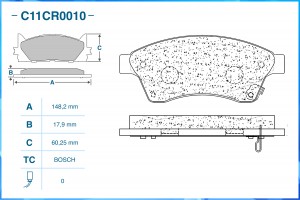 Тормозные колодки передние Low Metallic C11CR0010 C11CR0010 CWORKS