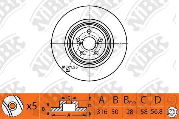 Диск тормозной SUBARU Forester (12-),Legacy (03-) передний (1шт.) NIBK RN1507 NIBK