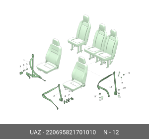 220695821701010 Ремень безопасности УАЗ 2206, 3909, 3962 (с 2017) ПЕРЕДНИЙ ПРАВЫ 220695821701010 UAZ UAZ
