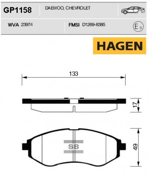 Колодки передние CHEVROLET AVEO (T200/250) GP1158 GP1158 SANGSIN