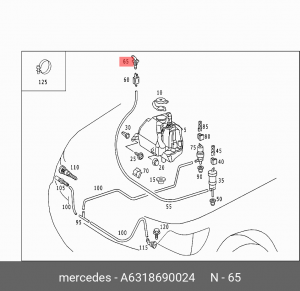 Штуцер MERCEDES Sprinter омывателя угловой (клипса) OE A6318690024 MERCEDES BENZ