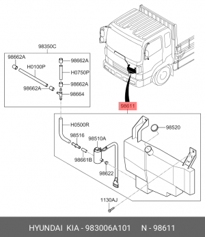 (983006A101/MOBIS) БАЧОК СТЕКЛООМЫВАТЕЛЯ HD-120 -10 (С МОТОРЧИКОМ) 983006A101 983006A101 MOBIS