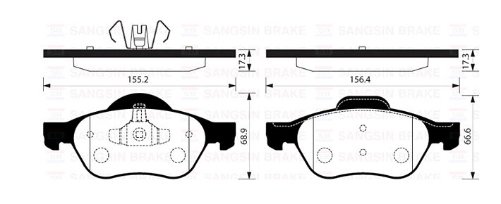 Колодки тормозные RENAULT MEGANE II/SCENIC II передние SP1414 SP1414 SANGSIN