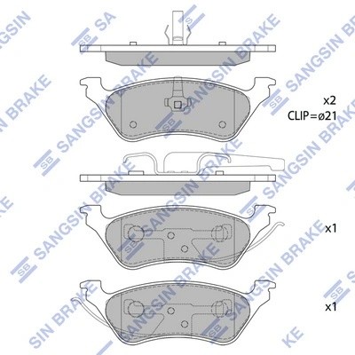 Колодки тормозные дисковые Dodge Caravan, Chrysler Voyager/Grand Voyager all 00  SP1441 SANGSIN