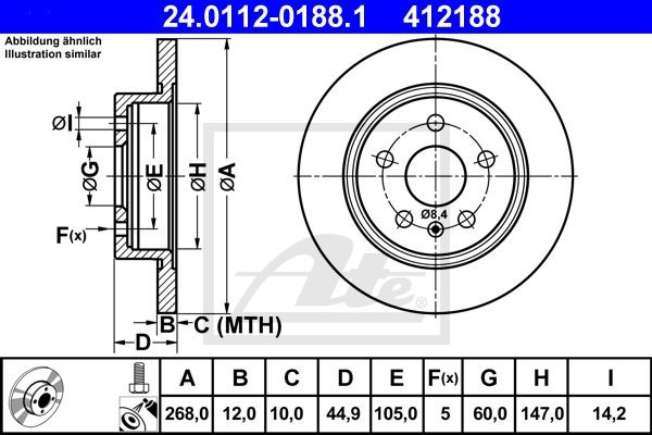 CHEVROLET CRUZE (2009>)/OPEL ASTRA J (2010>) 268 мм 24.0112-0188.1 ATE