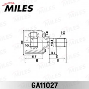 ШРУС внутренний левый KIA SOUL 08 (2008-) [GEN] GA11027 GA11027 MILES