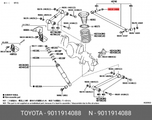 болт крепления поперечной тяги!\ Toyota 90119-14088 TOYOTA