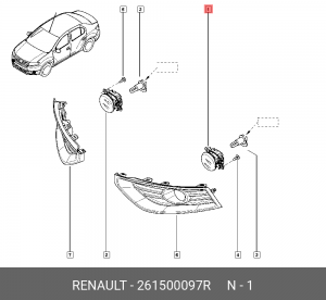Фара противотуманная ЛАДА RENAULT Grand (09-) (1.4/1.6/2.0) левая/правая OE 261500097R RENAULT