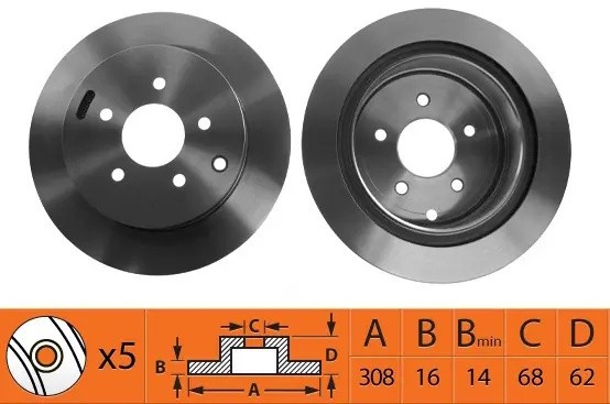 Диск тормозной задний INFINITI EX/G/QX50 06-/NISSAN 350Z 02- BR22101T BR22101T SB NAGAMOCHI