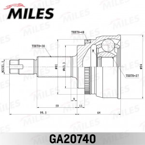 ШРУС наружный TOYOTA CAMRY V51/V50 2011- GA20740 GA20740 MILES