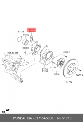Кулак поворотный HYUNDAI Elantra (11-) левый OE 51715A5000 HYUNDAI KIA