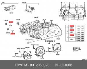 лампа! подсветки приборов\ Toyota 83120-60020 TOYOTA
