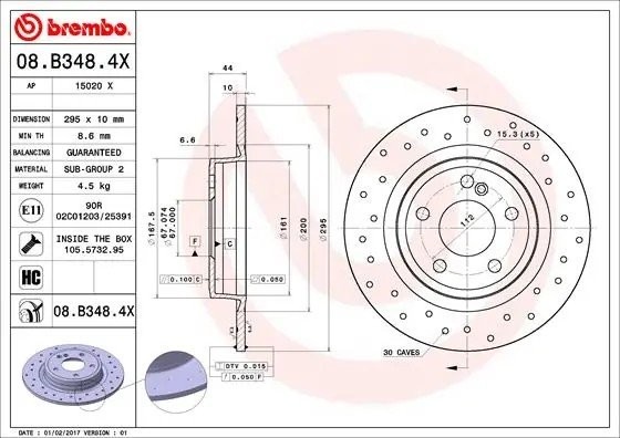 Диск перфорированный Brembo Xtra 08.B348.4X 08.B348.4X BREMBO