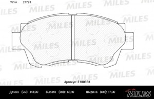 Колодки тормозные передние (без датчика) (Смесь Semi-Metallic) TOYOTA CAMRY 91-9 E100353 MILES