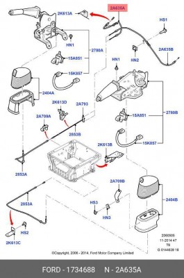 трос тормоза стояночного!\ Ford Transit 06-14 1734688 FORD