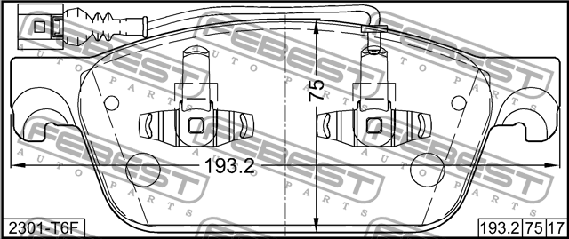 КОЛОДКИ ТОРМОЗНЫЕ ПЕРЕДНИЕ подходит для VOLKSWAGEN TRANSPORTER/MULTIVAN T5 2003- 2301-T6F FEBEST