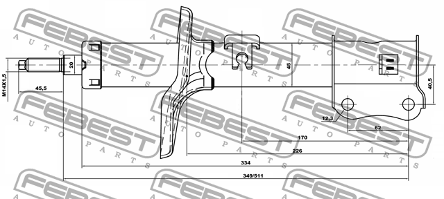 Амортизатор передн левый CHEVROLET AVEO 2009-2017 10666581FL 10666581FL FEBEST