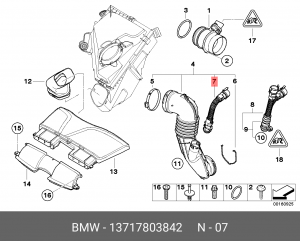 патрубок воздушного фильтра!\ BMW X1 E84 09> 13 71 7 803 842 BMW