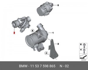 термостат!\ BMW/F22/F23/F30/F32/F33/F34/F36/F15/F16 11 53 7 598 865 BMW