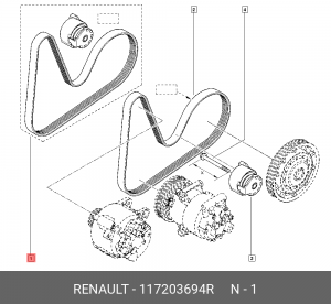 Комплект приводного ремня RENAULT 1.5DCi 1172 036 94R 117203694R RENAULT