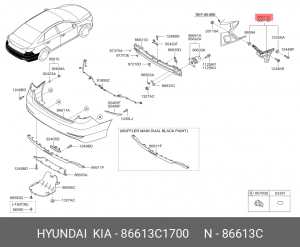 Кронштейн бампера HYUNDAI Sonata (14-) заднего левый OE 86613C1700 HYUNDAI KIA