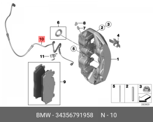 Датчик износа тормозных колодок BMW 5 (F07,F10),7 (F01) передний OE 34 35 6 791 958 BMW