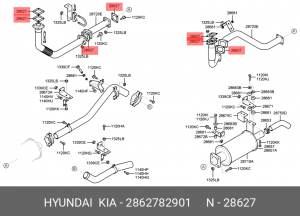Прокладка HYUNDAI HD120,AeroTown,AeroSpace,AeroQueen,UniverseSpace выхлопной тру 2862782901 HYUNDAI KIA