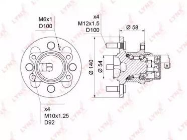 Ступица HYUNDAI Getz (05-),Verna (06-) задняя с АБС LYNX WH-1241 LYNXAUTO
