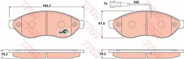 Колодки передние FIAT DUCATO, CITROEN JUMPER, PEUGEOT BOXER (250) GDB1681 GDB1681 TRW