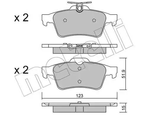 колодки дисковые задние!\ Ford Focus III 1.6/1.6 EcoBoost/1.6TDCi/2.0TDCi 11> 2203373 METELLI