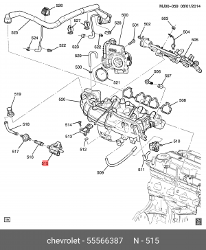 Клапан OPEL Astra абсорбера паров топлива OE 55566387 GENERAL MOTORS