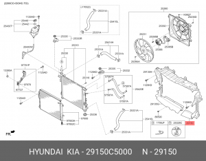 Кожух KIA Sorento (15-) (TCI) радиатора левый OE 29150C5000 HYUNDAI KIA