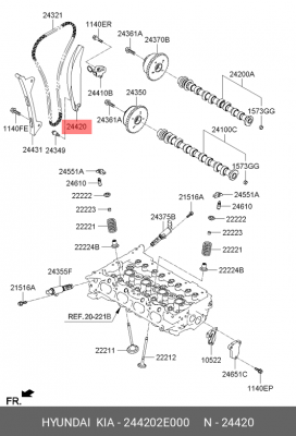 Направляющая KIA Sportage (16-) цепи ГРМ OE 244202E000 HYUNDAI KIA