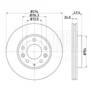 Диск торм. Mazda 6 (02-)/323 (01-) перед. d=274 (DF 250104)  2шт DF 250104 TRIALLI
